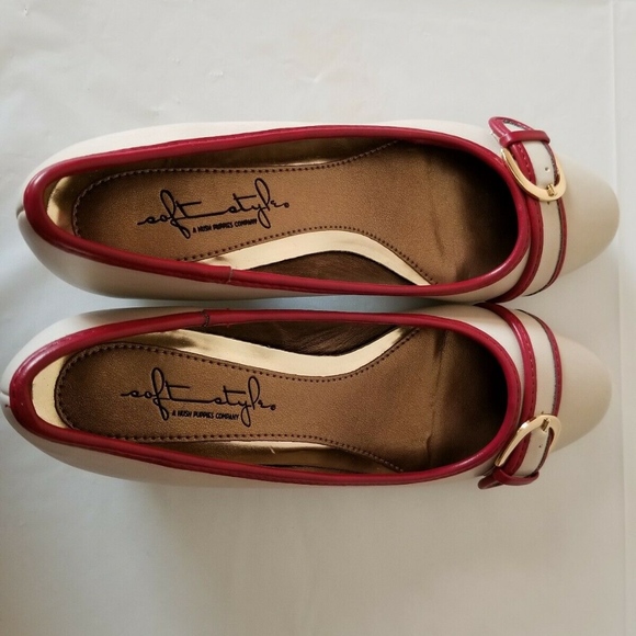 HUSH PUPPY SOFT STYLE BONE/D RED  LOW HEEL SZ 6 - Picture 4 of 7